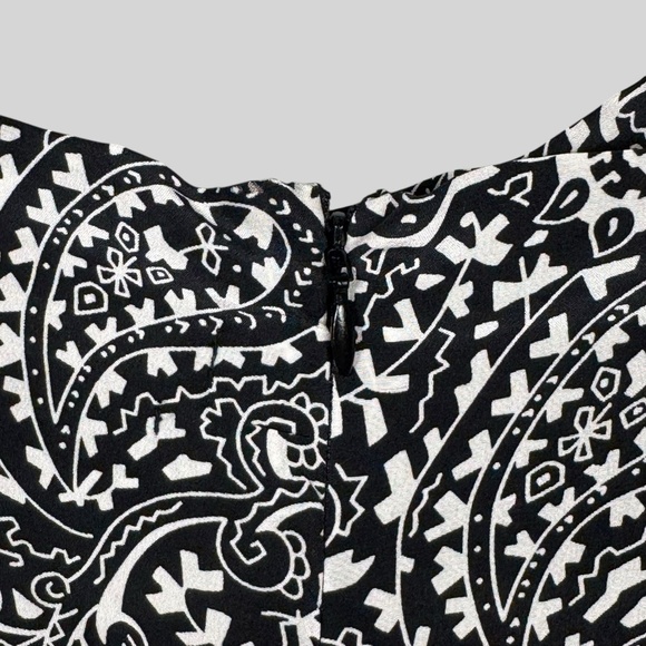 Isabel Marant Top Womens 38 Black White Silk Brinlya Paisley Print Short Sleeve - Picture 9 of 11